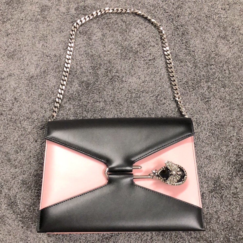 Alexander McQueen black/pink leather Pin bag